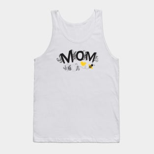 Mom to be | Pregnancy Announcement With Black Floral Typography and Yellow Heart And Bee Tank Top